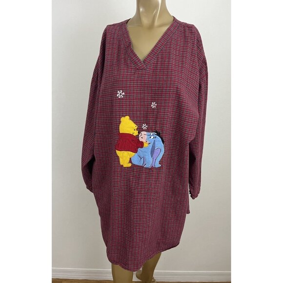 Disney Other - Vintage Disney Store Winnie the Pooh Eeyore Red Plaid Nightgown Nightshirt L/XL